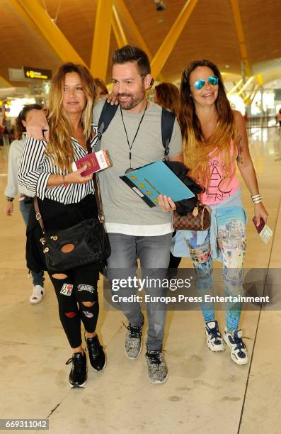 Leticia Sabater and Melli are seen travelling to Honduras to take part at 'Supervivientes' tv contest on April 14, 2017 in Madrid, Spain.