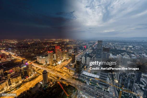 beijing urban skyline, night to day - day and night image series stock pictures, royalty-free photos & images