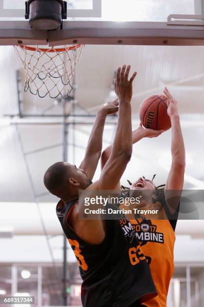 Mitchell Newton drives to the basket during the NBL Combine 2017/18 at Melbourne Sports and Aquatic Centre on April 17, 2017 in Melbourne, Australia.