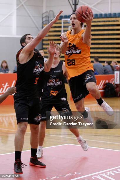 Indiana Faithfull drives to the basket during the NBL Combine 2017/18 at Melbourne Sports and Aquatic Centre on April 17, 2017 in Melbourne,...