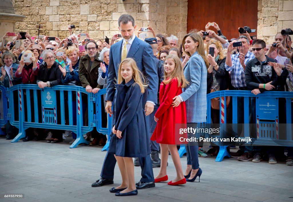 Spanish Royals Attends Easter Mass in Palma de Mallorca
