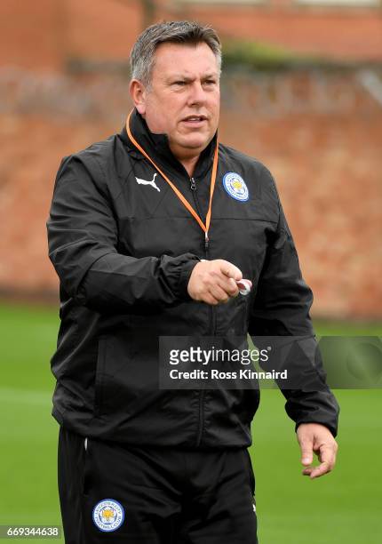 Craig Shakespeare the Leicester City manager during a training session at their Belvoir drive traning centre prior to the Champins League match on...