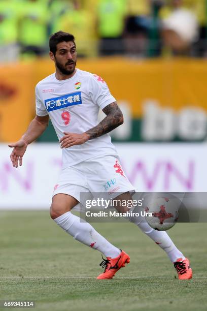 Joaquin Larrivey of JEF United Chiba in action during the J.League J2 match between Renofa Yamaguchi and JEF United Chiba at Ishin Memorial Stadium...