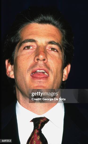 John F. Kennedy, Jr. Announces a scholarship to benefit The Jackie Robinson Foundation Schlorship Fund, March 8, 1999 at The Waldorf Astoria in New...