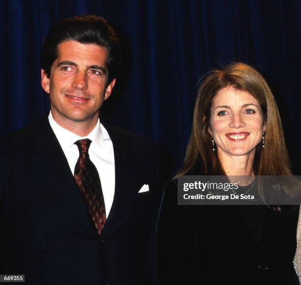 John F. Kennedy, Jr. And sister Caroline announces a scholarship to benefit The Jackie Robinson Foundation Schlorship Fund, March 8, 1999 at The...