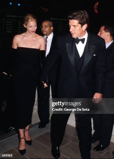 John F. Kennedy, Jr. And wife Carolyn attend a function in honor of his mother, Jacqueline Onasis, October 4, 1998 at Grand Central Station in New...