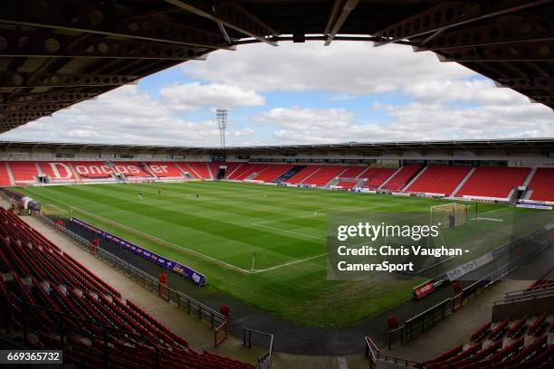 General view of Keepmoat Stadium, home of Doncaster Rovers prior to the Sky Bet League Two match between Doncaster Rovers and Blackpool at Keepmoat...