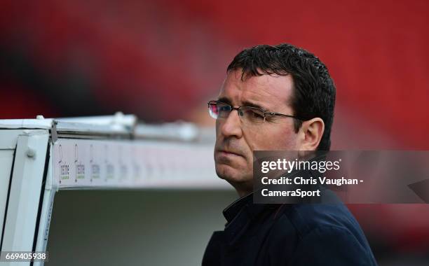 Blackpool manager Gary Bowyer during the Sky Bet League Two match between Doncaster Rovers and Blackpool at Keepmoat Stadium on April 17, 2017 in...