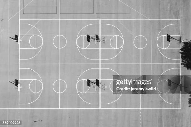 aerial of basketball courts - sports centre exterior stock pictures, royalty-free photos & images