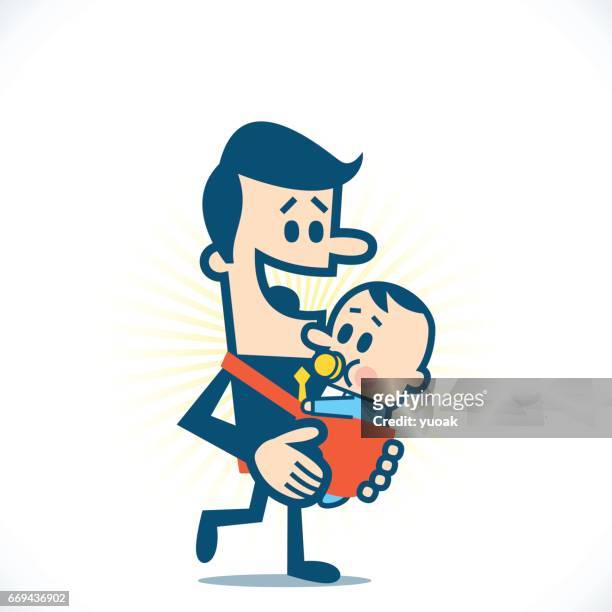 man holding baby - children's day stock illustrations