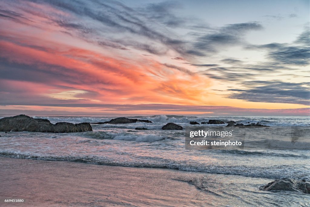 Orange sunset at the beach.