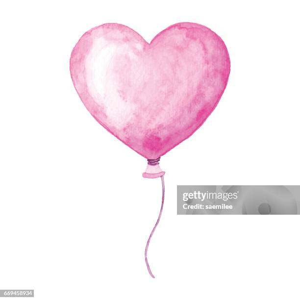 watercolor heart balloon - birthday-balloons-white-background stock illustrations
