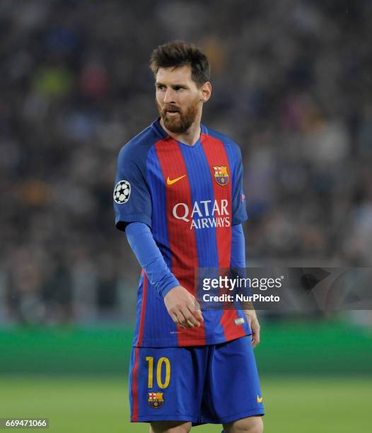 Lionel Messi of Barcelona player during the Uefa Champions League 2016-2017 match between FC Juventus and FC Barcelona at Juventus Stadium on March...