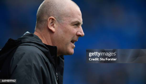 Forest manager Mark Warburton looks on before the Sky Bet Championship match between Cardiff City and Nottingham Forest at Cardiff City Stadium on...