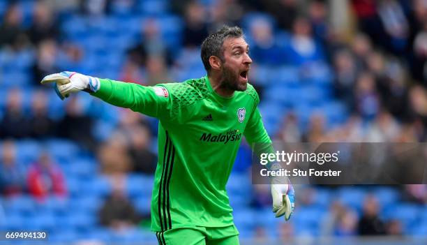 Cardiff goalkeeper Allan McGregor in action during the Sky Bet Championship match between Cardiff City and Nottingham Forest at Cardiff City Stadium...