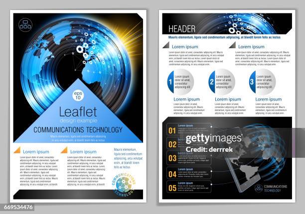 leaflet design example. global communications. - server lights stock illustrations