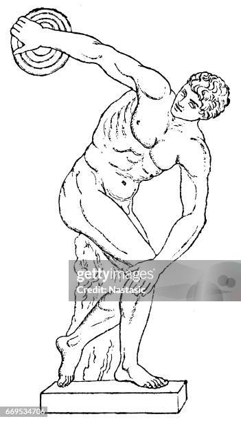 discobolus - olympic mountains washington state stock illustrations