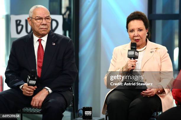 Gen. Colin Powell and wife Alma Powell discuss their newest mission at Build Studio on April 17, 2017 in New York City.