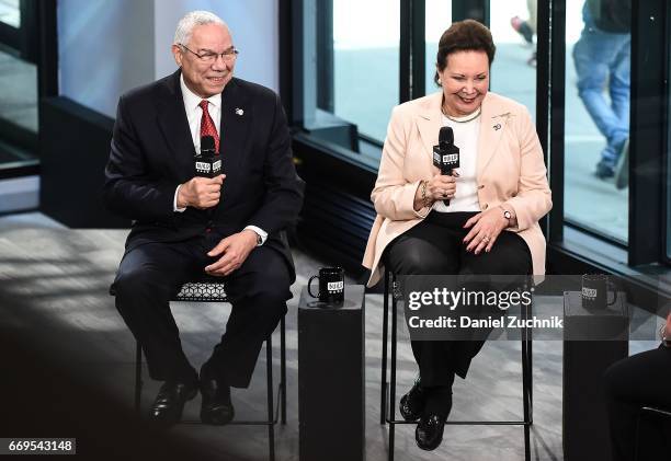 General Colin Powell and Alma Powell attend the Build Series to discuss their newest mission with America's Promise to 'Recommit 2 Kids' campaign at...