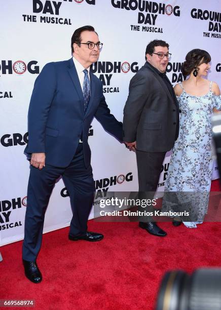 Steve Higgins Bobby Moynihan, and Brynn O'Malley attend the "Groundhog Day" Broadway Opening Night at August Wilson Theatre on April 17, 2017 in New...