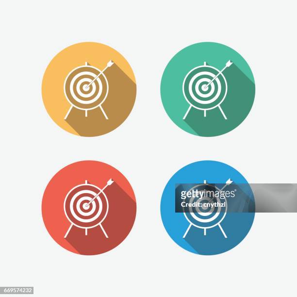stockillustraties, clipart, cartoons en iconen met doelen multi gekleurde cirkel platte pictogram - business icon sets