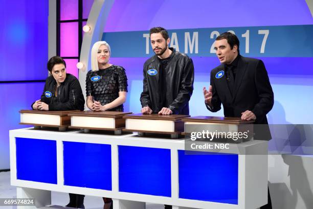 Jimmy Fallon" Episode 1722 -- Pictured: Kate McKinnon as Kristen Stewart, Melissa Villaseñor as Gwen Stefani, Pete Davidson as David Blaine, Jimmy...