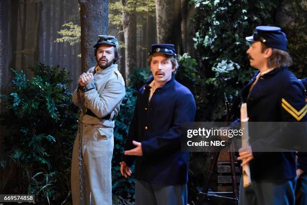 Jimmy Fallon" Episode 1722 -- Pictured: Harry Styles, Beck Bennett, and Jimmy Fallon as soldiers during the "Civil War Soldiers" sketch on April 15,...