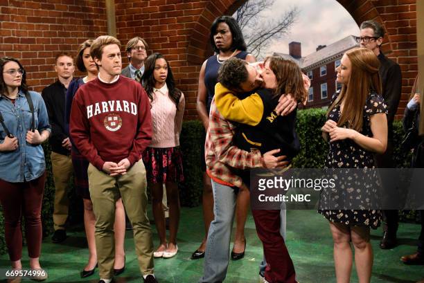 Jimmy Fallon" Episode 1722 -- Pictured: Alex Moffat as a student, Jimmy Fallon as Sully, Rachel Dratch as Denise, and Kate McKinnon as a student...
