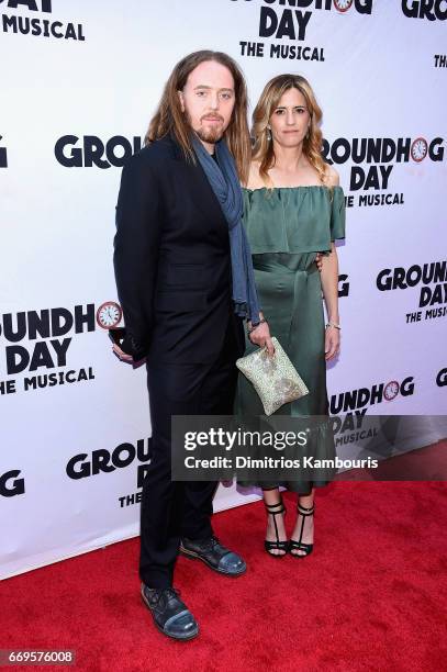 Tim Minchin and Sarah Minchin attend the "Groundhog Day" Broadway Opening Night at August Wilson Theatre on April 17, 2017 in New York City.