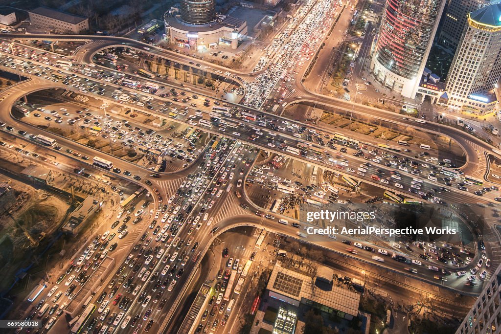 Aerial View of City Traffic Jam