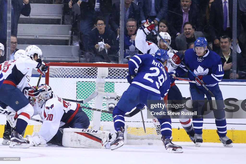 Toronto Maple Leafs play the Washington Capitals in game three of their NHL first round play-off