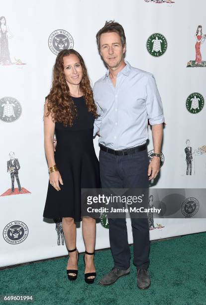 Shauna Robertson and Edward Norton attend The Turtle Conservancy's Fourth Annual Turtle Ballat The Bowery Hotel on April 17, 2017 in New York City.