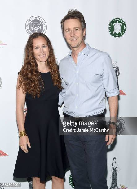 Shauna Robertson and Edward Norton attend The Turtle Conservancy's Fourth Annual Turtle Ballat The Bowery Hotel on April 17, 2017 in New York City.