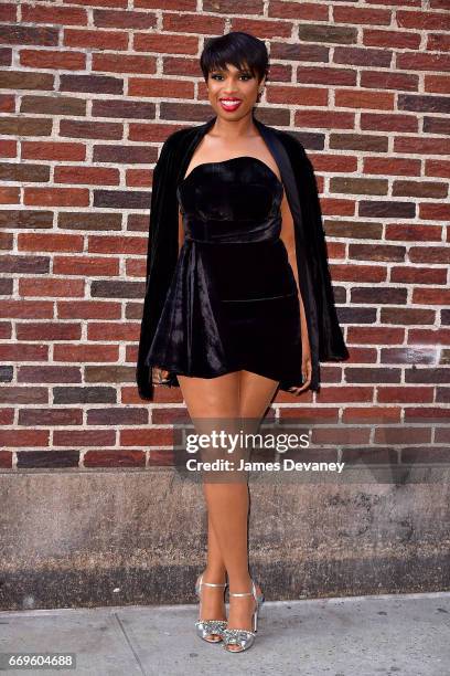 Jennifer Hudson leaves the 'The Late Show With Stephen Colbert' at the Ed Sullivan Theater on April 17, 2017 in New York City.