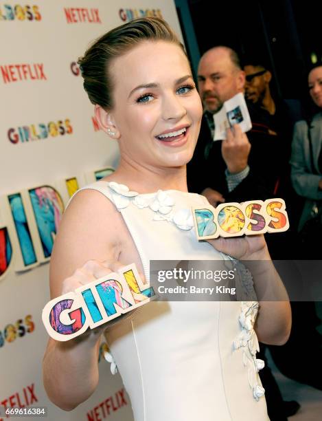 Actress Britt Robertson attends the premiere of Netflix's' 'Girlboss' at ArcLight Cinemas on April 17, 2017 in Hollywood, California.