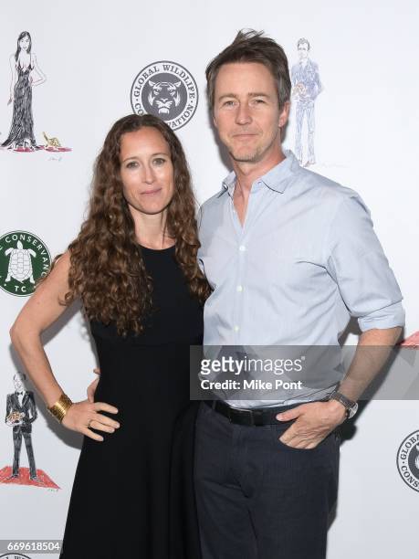 Shauna Robertson and Edward Norton attend the 2017 Turtle Ball at The Bowery Hotel on April 17, 2017 in New York City.