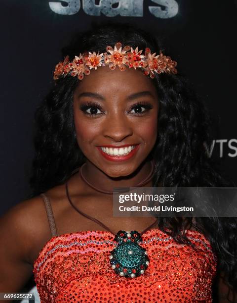 Olympian Simone Biles attends "Dancing with the Stars" Season 24 at CBS Televison City on April 17, 2017 in Los Angeles, California.