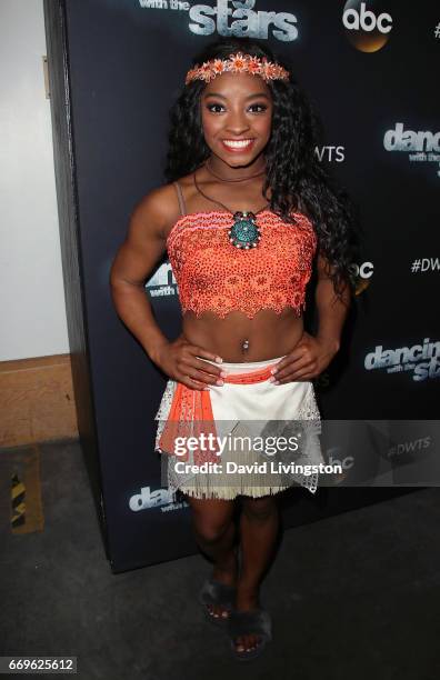 Olympian Simone Biles attends "Dancing with the Stars" Season 24 at CBS Televison City on April 17, 2017 in Los Angeles, California.