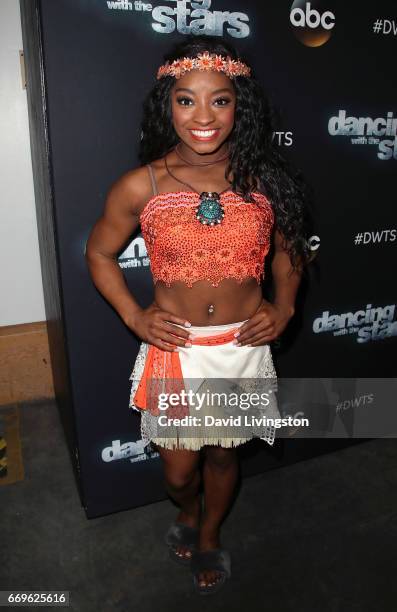 Olympian Simone Biles attends "Dancing with the Stars" Season 24 at CBS Televison City on April 17, 2017 in Los Angeles, California.