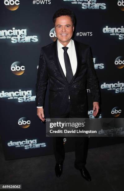 Singer Donny Osmond attends "Dancing with the Stars" Season 24 at CBS Televison City on April 17, 2017 in Los Angeles, California.
