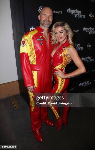 Former MLB player David Ross and dancer Lindsay Arnold attend "Dancing with the Stars" Season 24 at CBS Televison City on April 17, 2017 in Los...