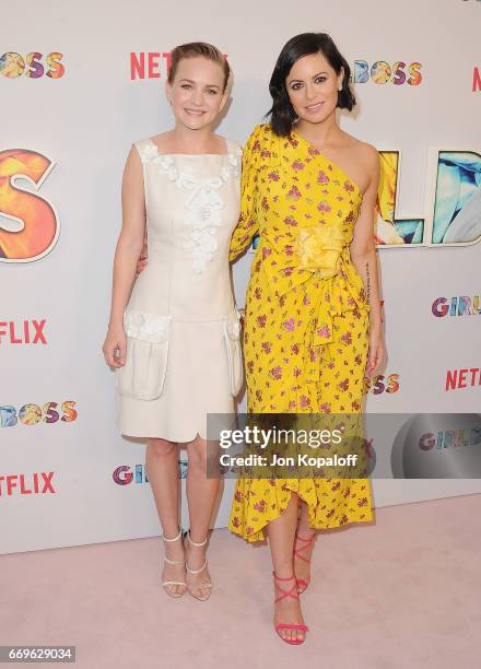 Actress Britt Robertson and executive producer Sophia Amoruso arrive at the premiere of Netflix's "Girlboss" at ArcLight Cinemas on April 17, 2017 in...