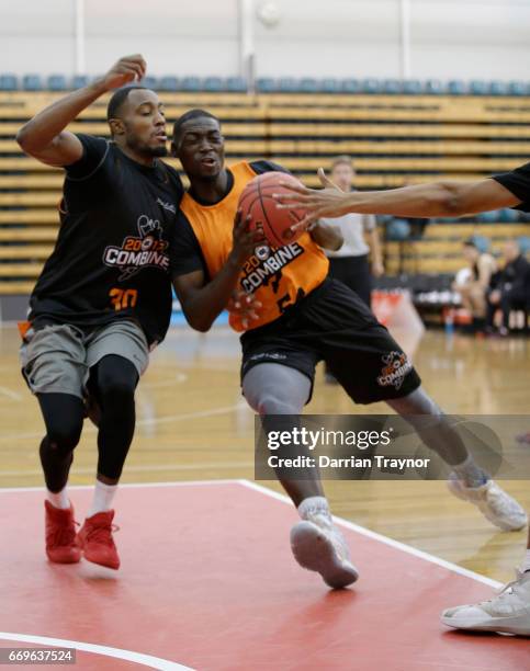 Darrius Oldham drives to the basket during the NBL Combine 2017/18 at Melbourne Sports and Aquatic Centre on April 18, 2017 in Melbourne, Australia.