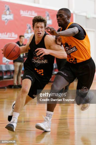 Kyle Zunic drives to the basket during the NBL Combine 2017/18 at Melbourne Sports and Aquatic Centre on April 18, 2017 in Melbourne, Australia.