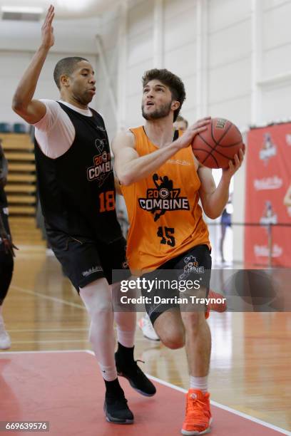 Jacob Formosa drives to the basket during the NBL Combine 2017/18 at Melbourne Sports and Aquatic Centre on April 18, 2017 in Melbourne, Australia.