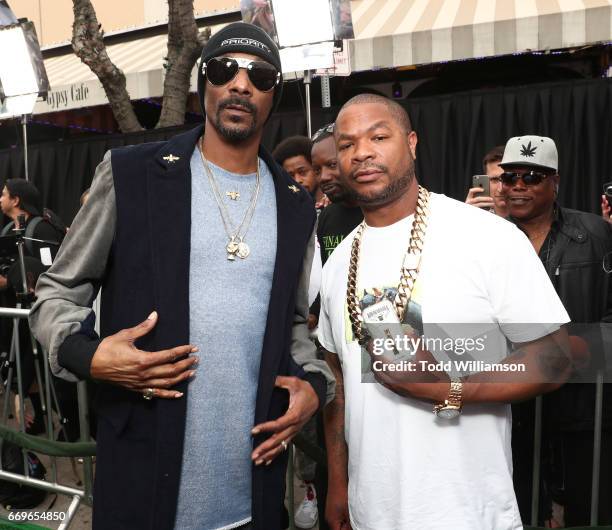 Snoop Dogg and Xzibit attend the "Grow House" World Premiere at W Los Angeles - Westwood on April 17, 2017 in Los Angeles, California.