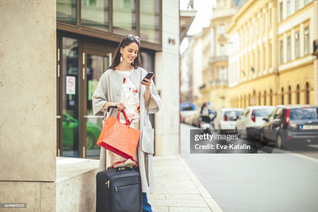 Beautiful woman spending time in the city