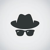 Agent icon. Spy sunglasses. Hat and glasses