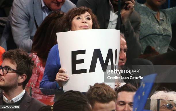 Daniele Evenou attends the campaign rally of French presidential candidate Emmanuel Macron at AccorHotels Arena on April 17, 2017 in Paris, France.
