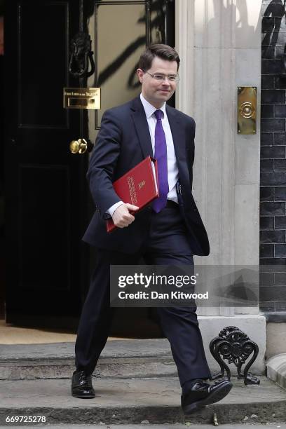 Secretary of State for Northern Ireland James Brokenshire leaves 10 Downing Street after Prime Minister Theresa May announced a General Election on...